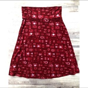 Lularoe Red Camera Azure Skirt OR Top, Size M